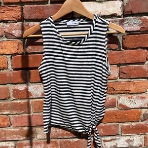 Blue and white striped tie front tank NBW